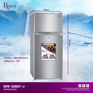 ROCH FRIDGE/FREEZER (RFR-125DT-J) 102L available at Easy Shopen Ghana