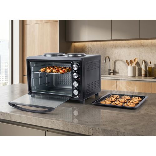 German Plus 50L Electric Tabletop Cooker & Oven with Dual Hotplates