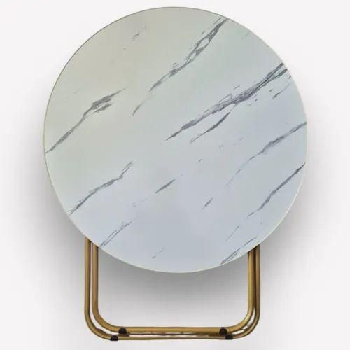 70cm Foldable Round Dining Study Table- White/Gold/Black