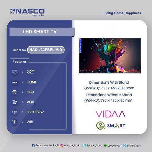Nasco NAS-B32FBFL-Digital Satellite TV – 32″ - Black