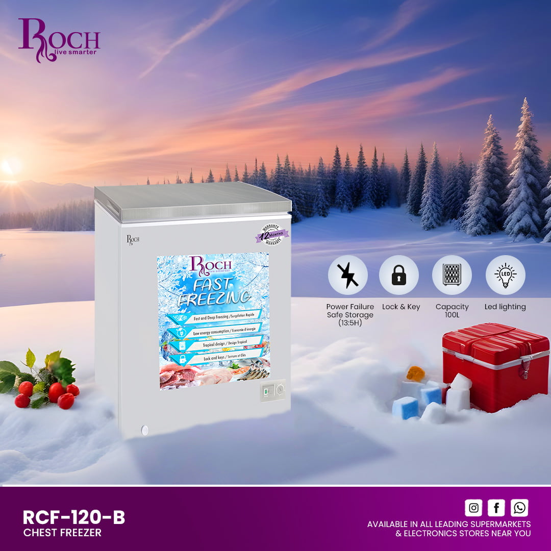 Roch 100 Litres - RCF-120N-B Chest Freezer available at Easy Shopen Ghana