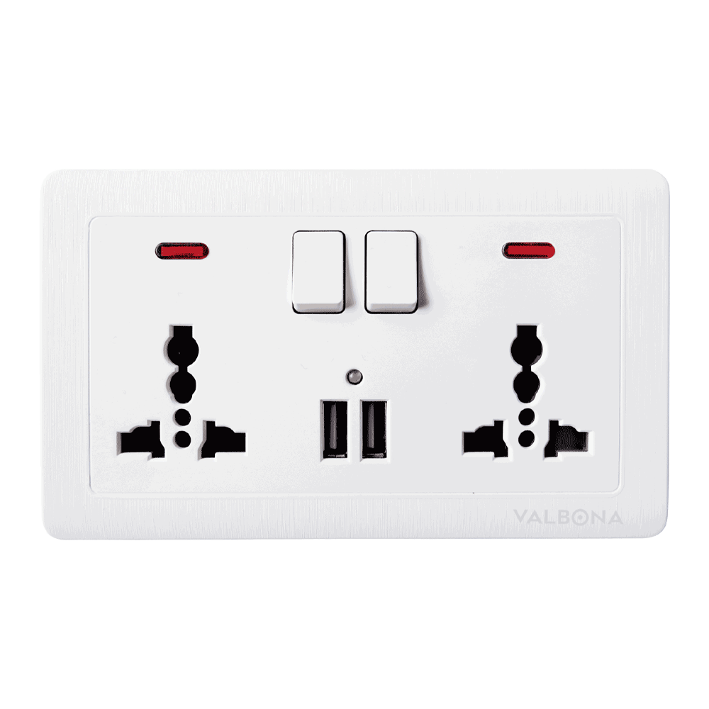 Valbona DOUBLE SOCKET + 2 USB PORTS
